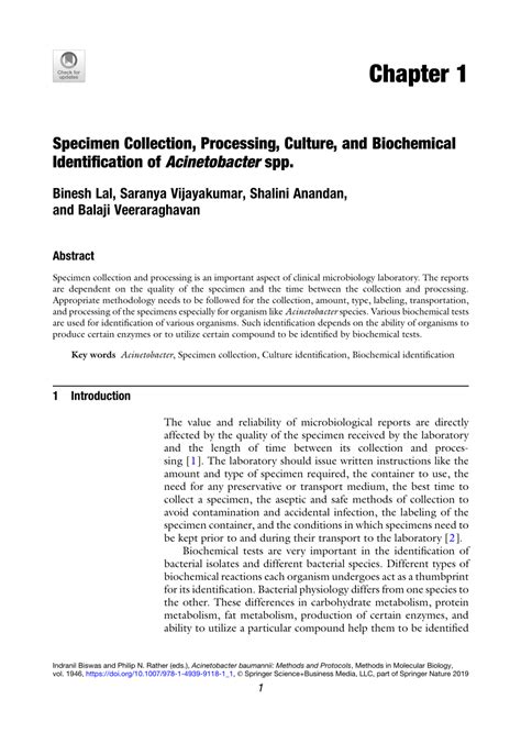 Chapter 1 Specimen Collection, Processing, Culture, .